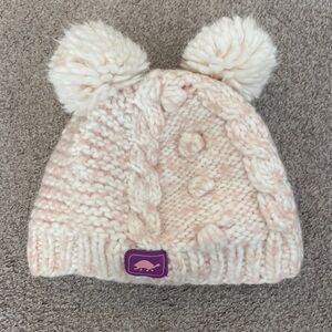 Turtle Fur Cozy Cream Knit Pom-Pom Hat for Kids